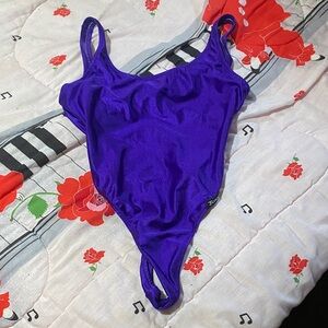 Vintage Vibrant Purple One-Piece thong Swimsuit